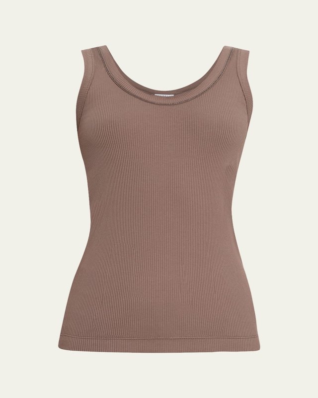 Monili Scoop-Neck Cotton Rib Tank Top